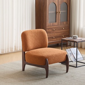 Boucle Accent Chair, Modern Lounge Armchair with Solid Wood Frame, Wide Comfortable Seat for Living Room Bedroom-3irtyhousy - 1 of 4