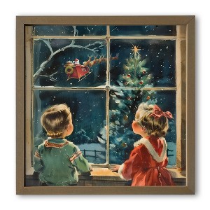 Creative Products Vintage Christmas Window Scene 16 x 16 Brown Framed Print - 1 of 4