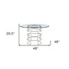 HomeRoots 48" Clear And Silver Glass And Stainless Steel Pedestal Base Round Top Dining Table - 3 of 4