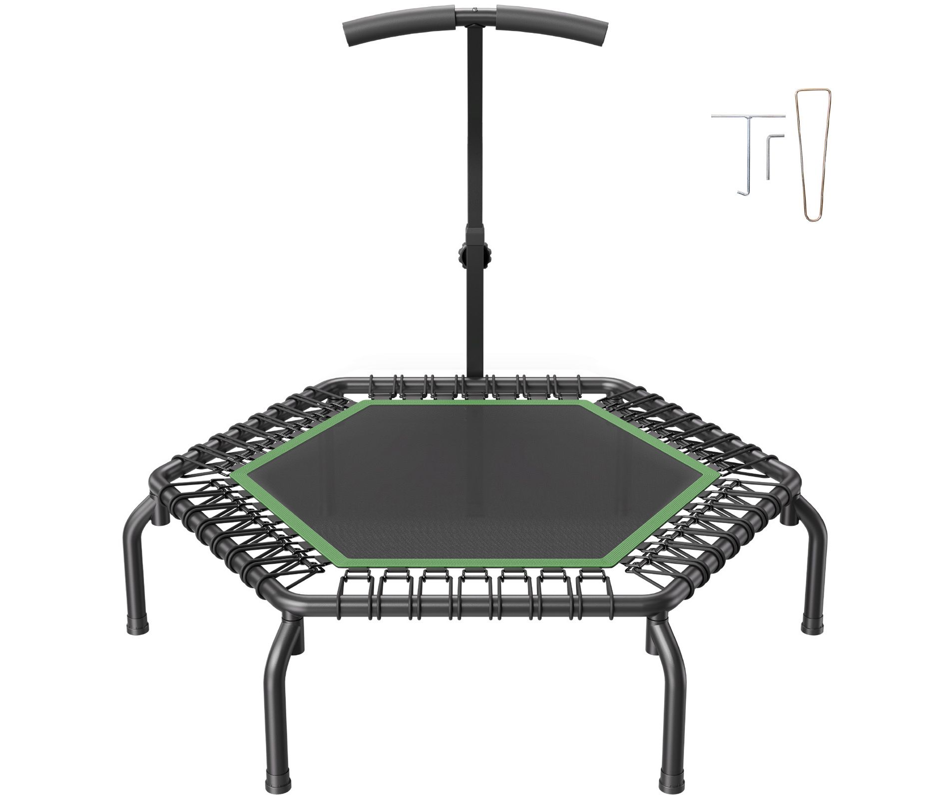 VEVOR Mini Trampoline, 54.5 Inch Fitness Rebounder, Max Load 450 lbs Exercise Trampoline with 3 Levels Height Adjustable Foam Handle