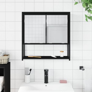 CLIHOME Modern Wall-Mounted 2 Doors Bathroom Mirror Cabinet Engineered Wood for Storage - 1 of 4