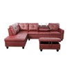 DOMETOUR Red Faux Leather Synthetic Leather 3-Piece Sofa Set (Sofa+Chaise+Ottoman) - 3 of 4