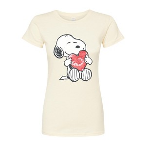 Women's - Peanuts - Snoopy With Heart Fitted Graphic T-Shirt - 1 of 3