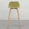 PAGED Bar Stools Set of 2, Modern Wooden Linen Fabric Counter Height Bar Chair with Curved Back for Bar, Kitchen, Dining Room - 3 of 4