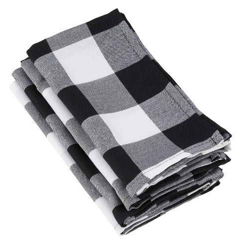 Buffalo Plaid Cloth Napkin Black White, Check Napkin