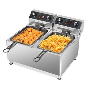 Winado 36 QT 240V 6600W Double Tank Electric Deep Fryer with Timer - 1 of 4