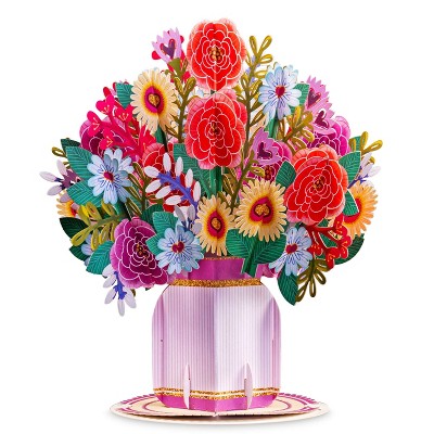 Paper Love HugePop 3D Harmony Bouquet Pop Up Card, with Detachable Paper Flower Bouquet, for All Occasions - Jumbo 10" x 14" Cards