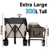 YONWAY Heavy-Duty Folding Wagon Cart with 480lbs Capacity All-Terrain Wheels,Side Pockets, Brakes & Drink Holders for Camping,Beach - 3 of 4