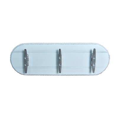 Beachcombers 16" WOOD WHT BEAD BOARD HOOK WALL PLQ