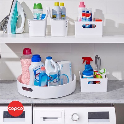 White Plastic Cabinet Storage Bin with Non-Skid Liner