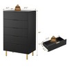 Natural Dresser, Modern 5 Drawer Dresser for Bedroom with Gold Handle and Large Drawer, Wood Double Chest of Drawers and Storage Organizer - 2 of 4