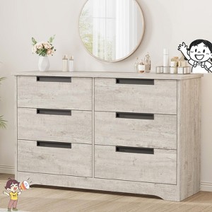 Jojoka Wooden 6 Drawer Dresser with Sleek Recessed Handles, Modern Storage Chest for Bedroom, Hallway, Living Room - 1 of 4