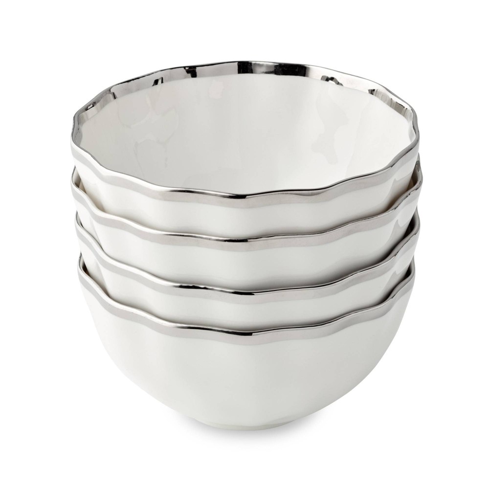 Certified International (Set of 4) 24oz Cereal Bowls Regency Silver