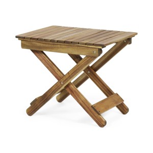 GlasFlength Folding Tables Portable Acacia Wood Surface Simple Elegant Design for Garden Outdoor Entertaining, Beige, 22.75"*15"*18.25" - 1 of 4