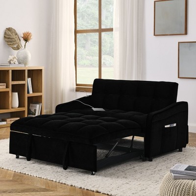 NicBex 47 Inch Loveseat,Modern Comfy Velvet Loveseat Sofa with Adjustable Back & Pull-Out Bed,Small 2-Seater Couch for Living Room
