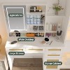 Angel Sar Makeup Vanity Desk with Mirror and Lights, Rattan Vanity Table with 4 Drawers - 4 of 4