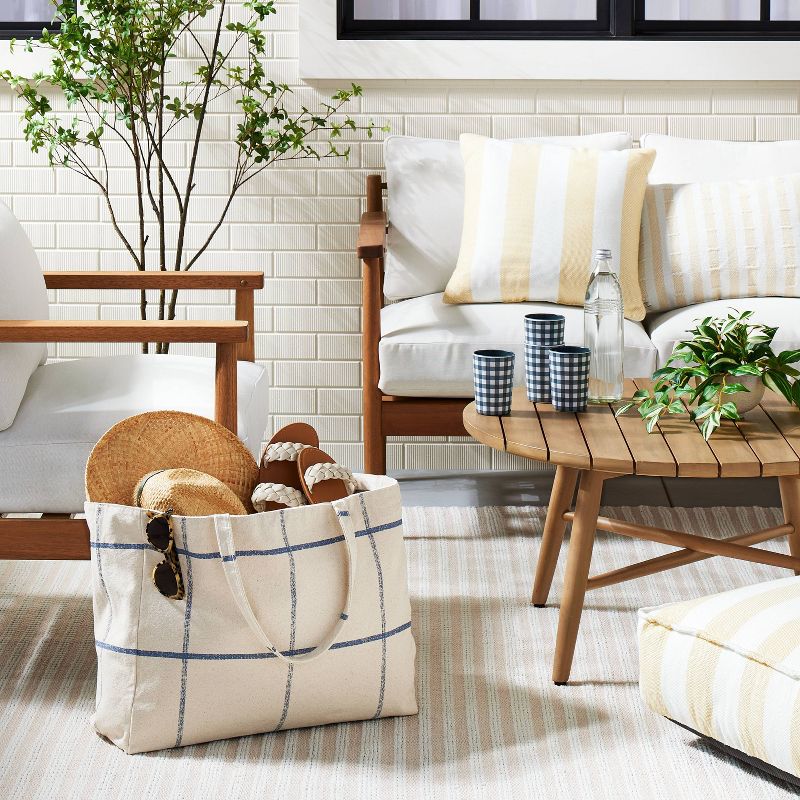 Distressed Grid Lines Market Bag Blue/Natural - Hearth &#38; Hand&#8482; with Magnolia, 3 of 5