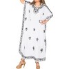 LA LEELA Women's House Daily Routine Evening Wear Holiday Casual Dailywear Loungewear Caftan Maxi Mumu Slit Dresses for Women 2X-3X White, Solid - image 2 of 4