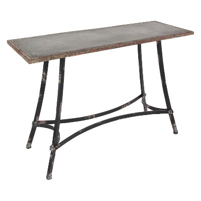 Metal Industrial Arts Style Rectangular Console Table Brown - Olivia & May