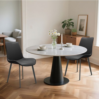 NicBex Set of 2/4 Modern Faux Leather Upholstered Dining Chairs with Black Metal Legs,Armless Accent Chairs for Dining Room,Kitchen,Restaurant