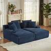 Convertible Sectional Sofas Compressible Double Chaise Lounge ¨C No Assembly Required, Fluffy Modern Sleeper Loveseat for Living Room - 2 of 4