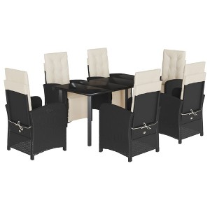 vidaXL Garden Dining Set Black Poly Rattan 7-Piece Set - 1 of 4