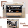 Whisen Modern Rolling Mobile Kitchen Island with Wine,Spice Rack and 2 Drawers - 3 of 4