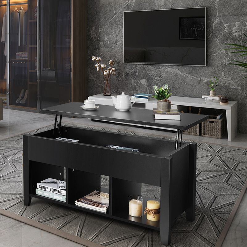 Costway Lift Top Coffee Table w/ Storage Compartment Shelf Living Room Furniture Black, 3 of 11