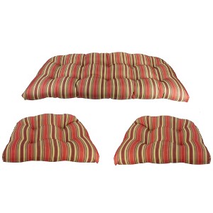 Northlight 3-Piece Wicker Furniture Cushion Set, Red and Green Stripe - 1 of 3