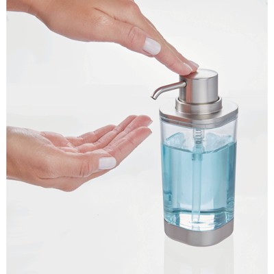 Clear and Brushed Nickel Refillable Liquid Soap Dispenser