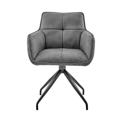 Charcoal Velvet High Swivel Arm Chair with Stainless Steel Base