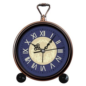 Aoibox Vintage Analog Alarm Clock, Silent Non-Ticking Quartz Desk Clock with Roman Numerals,Table Clock for Bedroom, Living Room,Office,or Gift (Blue) - 1 of 4
