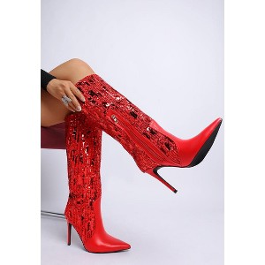 Sitarah Sequin Embellished Stiletto Long Boots Women - 1 of 4