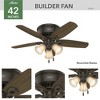 42" Builder Low Profile Ceiling Fan: WhisperWind Motor, 3-Speed, LED, Bronze - Hunter Fan - 2 of 4