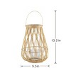 13.5" Bamboo Lantern Candle Holder with Glass Insert, Woven Indoor Decorative Lantern with Handle for Living Room or Entryway-The Pop Home - 4 of 4