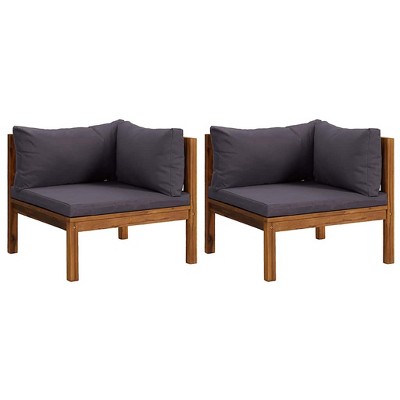 vidaXL Corner Sofa Dark grey Solid acacia wood, 100% polyester Standard