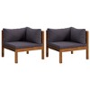 vidaXL Corner Sofas 2 pcs Cushions Solid Acacia Wood - 2 of 4