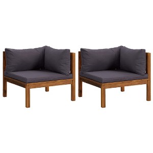 vidaXL Corner Sofa Dark grey Solid acacia wood, 100% polyester Standard - 1 of 1