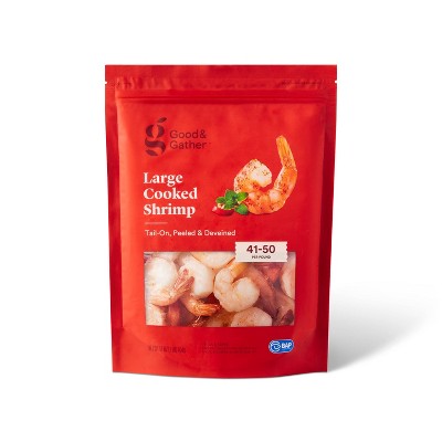 Large Tail On Peeled & Deveined Cooked Shrimp - Frozen - 41-50ct per lb/16oz - Good & Gather™