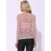 Allegra K Women's See-Through Long Sleeve Turtleneck Sheer Floral Lace Blouse - 4 of 4