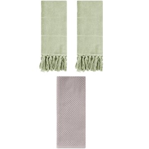REGALWOVEN 3 Packs Cotton Soft Absorbent Tassels and Waffle Decorative Hand Towel - 1 of 4