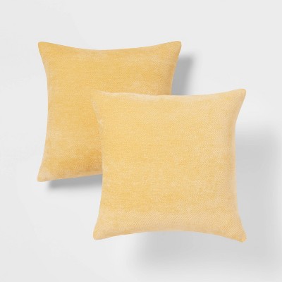 2pk Chenille Square Throw Pillows Yellow Threshold