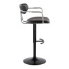 Adjustable Height Metal and Faux Leather Contemporary Barstool with 360-Degree Swivel and Rounded T Footrest, Set of 2 for Kitchen or Home Bar - 3 of 4
