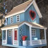 Home Bazaar 8" Lovers Lane Cottage Wood Bird House Blue - 2 of 2