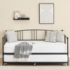 Coolmee Twin Size Metal Daybed with Trundle, Pull Out Trundle Bed Frame with Arched Headboard, Guest Sofa Bed with Steel Slat Support - 3 of 4
