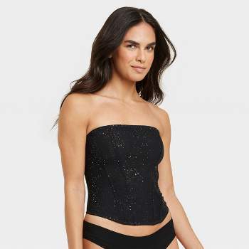 Women's Deep-v Unlined Lace Lingerie Bodysuit - Auden™ Black Xs