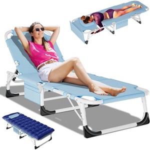 DoCred Heavy Duty 5-Position Folding Chaise Lounge Chair for Outdoor Sunbathing, Pool, Beach & Patio – Single & 2-Pack Options Available - 1 of 4