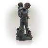 16" Boy Giving Piggyback Ride Magnesium Oxide Statue Gray - Alpine Corporation: Outdoor Children Sculpture - image 4 of 4