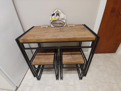 Urban Small Dining Table Set - Black with Brown Wood - Atlantic