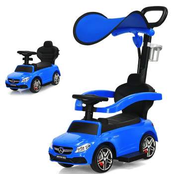 Costway 3 in 1 Ride on Push Car Mercedes Benz Toddler Stroller Sliding Car White\Blue\Red